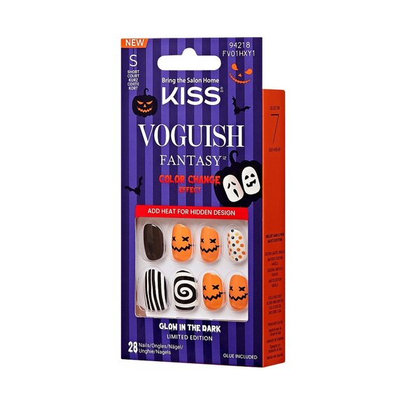 KISS Voguish Fantasy Glow-In-The-Dark Halloween Press On Glue Nails - Changes - Picture 1 of 6
